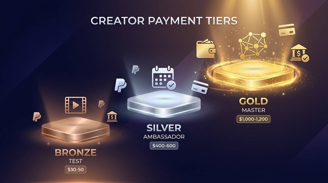 Creator compensation structure showing tiered payment models