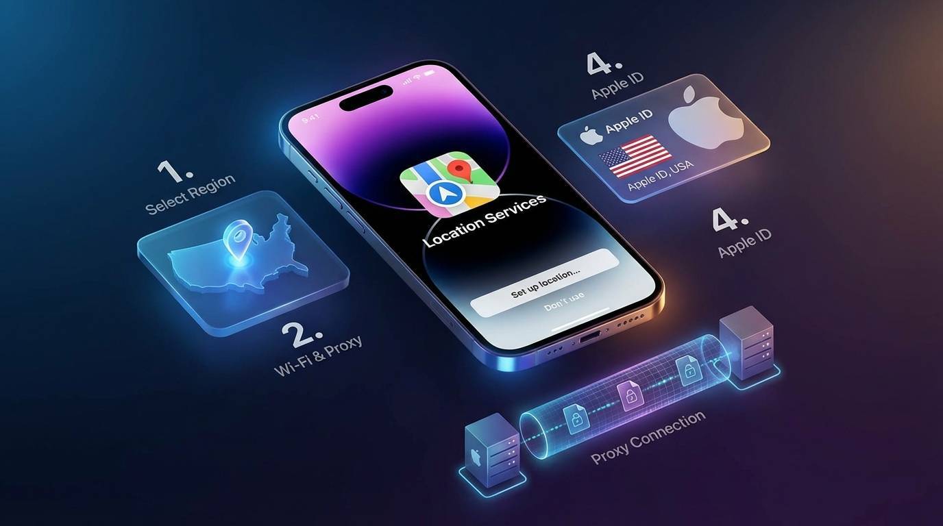 Phone device configuration showing proxy connection and regional settings