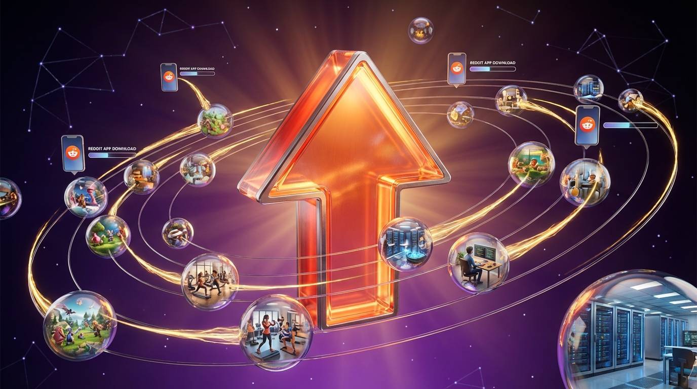 Reddit community marketing network showing subreddit connections driving app downloads