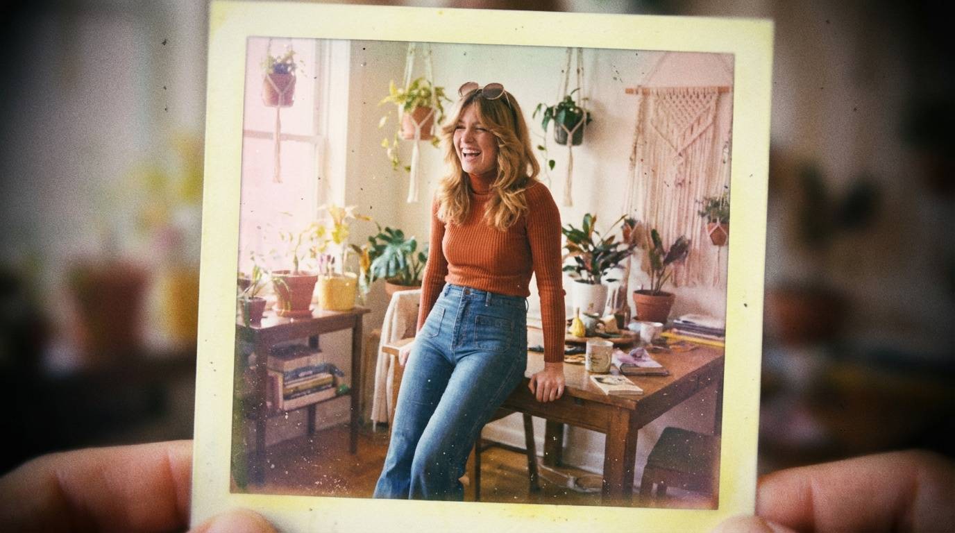 Vintage polaroid style portrait showing 1980s aesthetic treatment