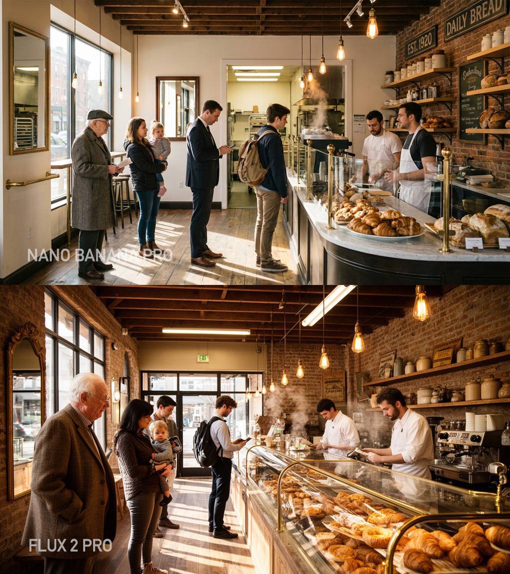 FLUX.2 vs Nano Banana Pro comparison visualization showing artistic versus logical AI approaches