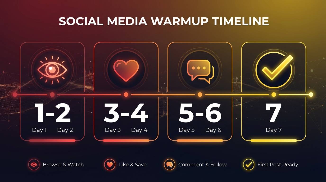 7-day account warmup timeline