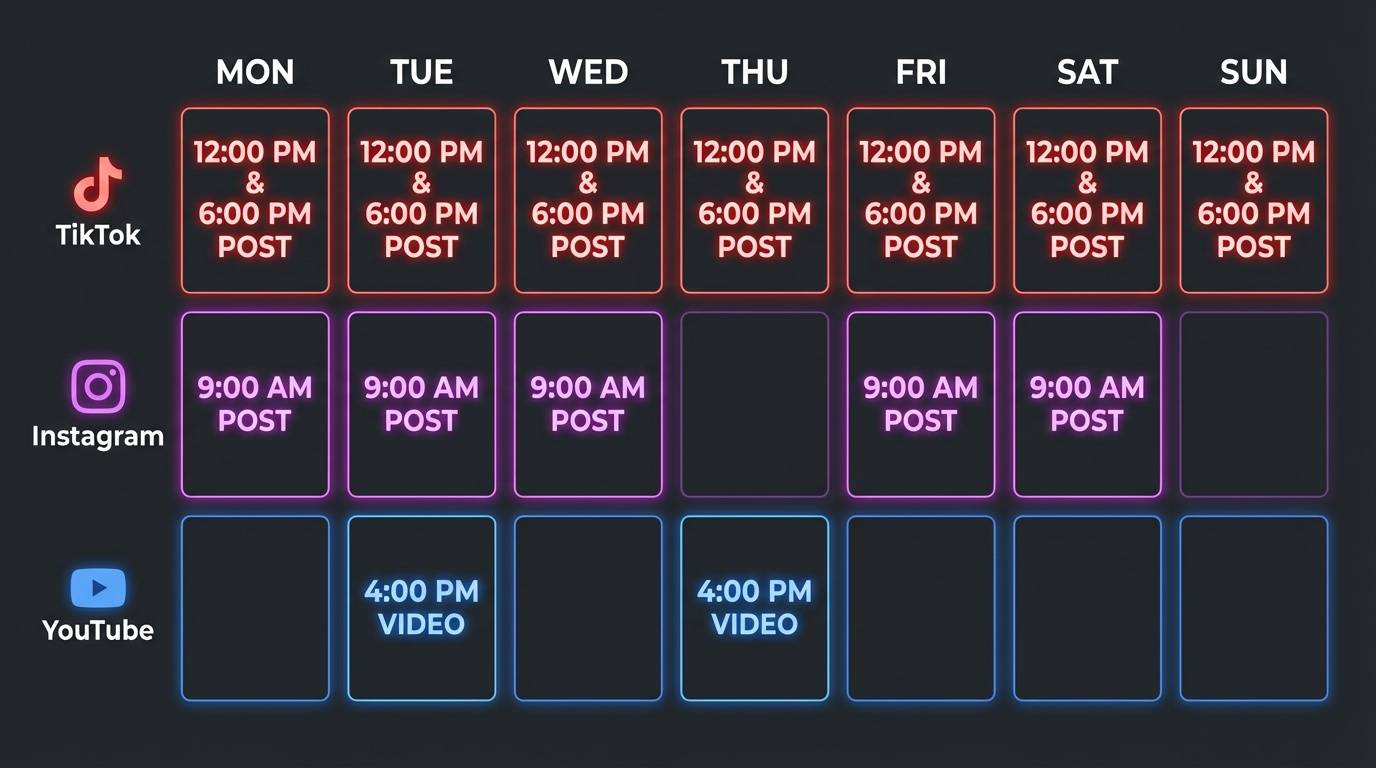 Weekly content posting calendar