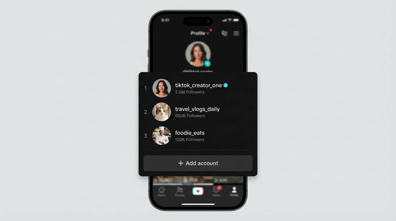TikTok account switcher interface