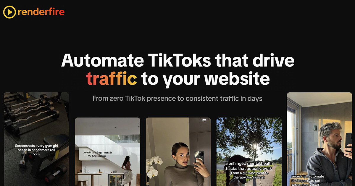 Renderfire - AI TikTok Automation & Video Marketing